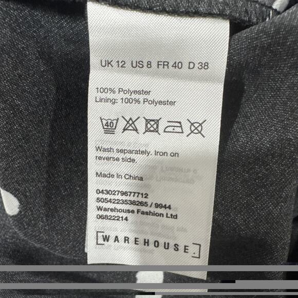 Women's Warehouse Sleeveless Belted Wide Leg Jumpsuit US 8 UK 12 Black Polka Dot - Picture 15 of 15